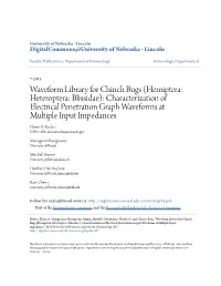 Waveform Library for Chinch Bugs (Hemiptera: Heteroptera: Blissidae): Characterization of Electrical Penetration Graph Waveforms at Multiple Input Impedances Elaine A