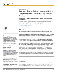 Assessing Human Diet and Movement in the Tongan Maritime Chiefdom Using Isotopic Analyses