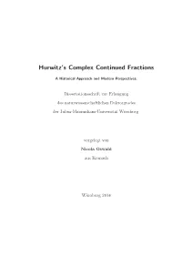 Hurwitz's Complex Continued Fractions