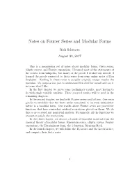 Notes on Fourier Series and Modular Forms
