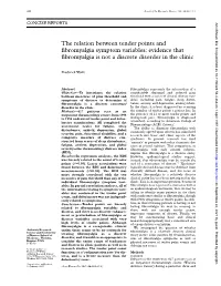 The Relation Between Tender Points and Fibromyalgia Symptom Variables