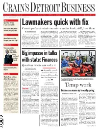 Big Impasse in Talks with State