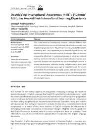 Developing Intercultural Awareness in ELT: Students' Attitudes Toward