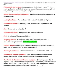 Lesson 4-1 Polynomials