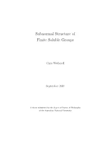 Subnormal Structure of Finite Soluble Groups