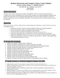 Business Educations and Computer Science Course Syllabus Martin Luther King, Jr