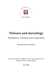 Deleuze and Mereology Multiplicity, Structure and Composition