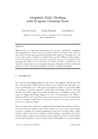 Linguistic Style Checkingwith Program Checking Tools