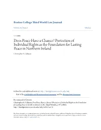 Protection of Individual Rights As the Foundation for Lasting Peace in Northern Ireland Christopher A