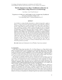 The Development of Acehnese Traditional Architecture in Lubuk Sukun Village Based on Local Knowledge