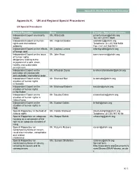 Appendix K. UN and Regional Special Procedures