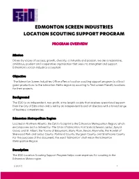Edmonton Screen Industries Location Scouting Support Program
