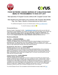 Food Network Canada Serves up a Delicious New Menu of Programming to Kick Off 2017