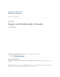 Integrity and Its Relationship to Morality Hyun Jeong Kang