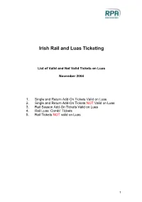 Irish Rail and Luas Ticketing