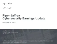 Piper Jaffray Cybersecurity Earnings Update
