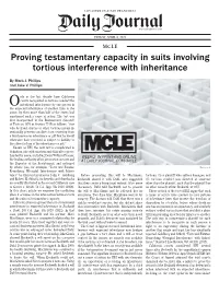 Proving Testamentary Capacity in Suits Involving Tortious Interference with Inheritance