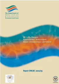 Mount Lofty Ranges Groundwater Assessment, Upper Onkaparinga Catchment