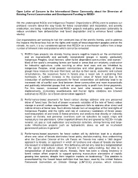 Open Letter of Concern to the International Donor Community About the Diversion of Existing Forest Conservation and Development Funding to REDD+