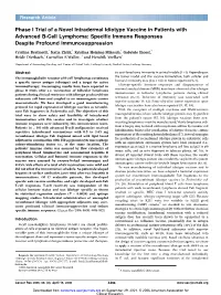 Phase I Trial of a Novel Intradermal Idiotype Vaccine in Patients with Advanced B-Cell Lymphoma: Specific Immune Responses Despite Profound Immunosuppression