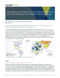 Sanctions and Export Control Developments in the First 50 Days of the Biden Administration