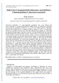 Subcritical Magnetohydrodynamic Instabilities: Chandrasekhar's