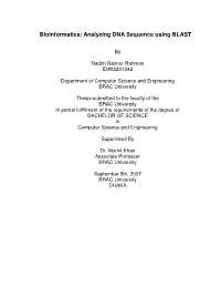 Bioinformatics: Analyzing DNA Sequence Using BLAST