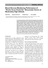 Blood Glucose Monitoring Performance of “Roche Accu-Check Go” Glucometer Device at Moderately High Altitude