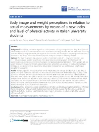 Body Image and Weight Perceptions in Relation to Actual Measurements By
