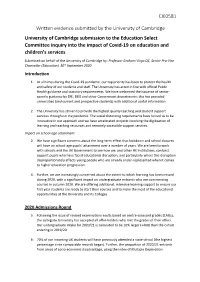 CIE0581 Written Evidence Submitted by the University of Cambridge