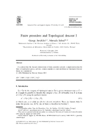 Finite Preorders and Topological Descent I George Janelidzea;1 , Manuela Sobralb;∗;2 Amathematics Institute of the Georgian Academy of Sciences, 1 M