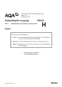 GCSE English/GCSE English Language Insert Unit 01