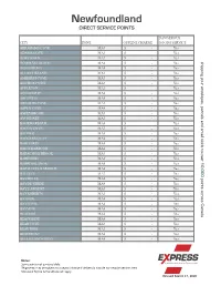 Newfoundland DIRECT SERVICE POINTS