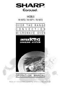 Page 1 O V E R T H E R a N G E C O N V E C T I O N MICROWAVE