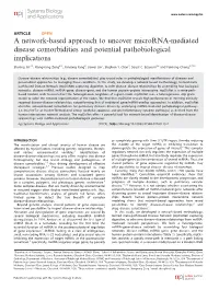 A Network-Based Approach to Uncover Microrna-Mediated Disease Comorbidities and Potential Pathobiological Implications