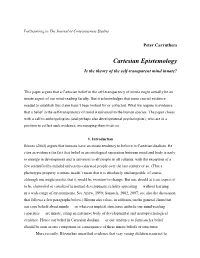 Cartesian Epistemology: Is the Theory of the Self-Transparent Mind Innate