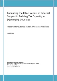 External Support in Building Tax Capacity in Developing Countries