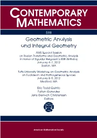 Geometric Analysis and Integral Geometry