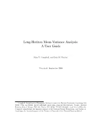 Long-Horizon Mean-Variance Analysis: a User Guide