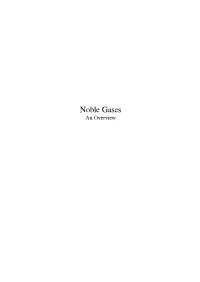 Noble Gases an Overview Contents