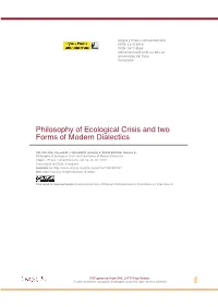 Philosophy of Ecological Crisis and Two Forms of Modern Dialectics