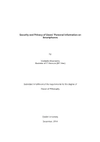 Security and Privacy of Users' Personal Information on Smartphones