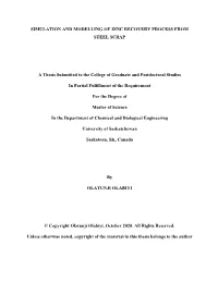 Simulation and Modelling of Zinc Recovery Process from Steel Scrap