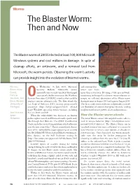 The Blaster Worm: Then and Now