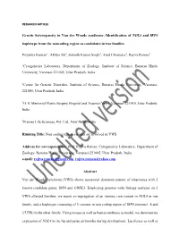 Genetic Heterogeneity in Van Der Woude Syndrome: Identification of NOL4 and IRF6 Haplotype from the Noncoding Region As Candidates in Two Families