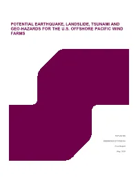Potential Earthquake, Landslide, Tsunami and Geo-Hazards for the Us