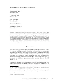 Psychedelic Research Revisited
