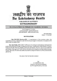 (SECRETARIAT - SERVICE SECTION) Kavaratti Island, Dated : 11-02-2021 NOTIFICATION