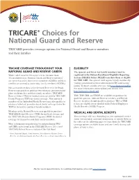 TRICARE Choices for National Guard and Reserve Fact Sheet