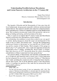 Understanding Parallels Between Macedonian and Carian Funerary Architecture in the 4Th Century BC